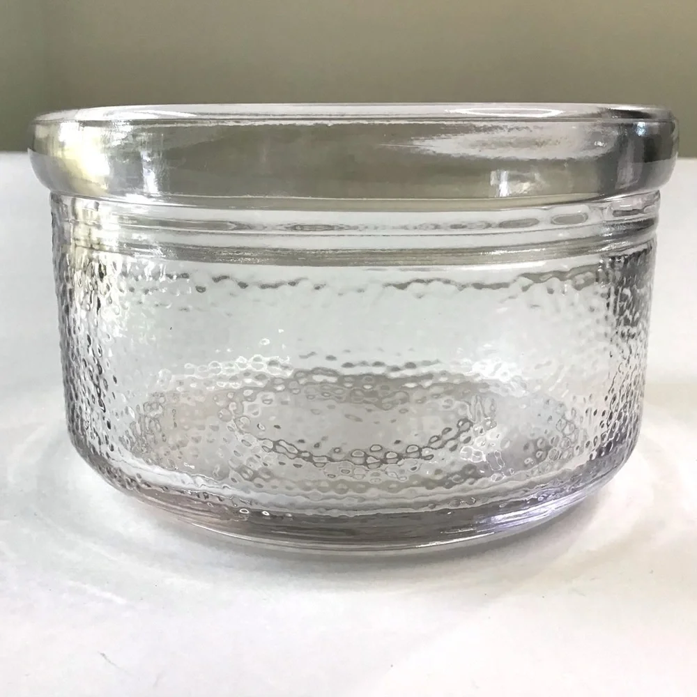 Vintage Bowl Heavy Thick Clear Glass Textured Pebbled Dimpled Dish 4.75” Diam.